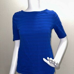 Charter Club Royal Blue Textured Short Sleeve Top
